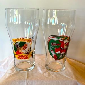 Pair of Vintage 1997 Santa Coca Cola Glasses